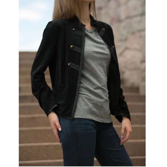 Velvet by Graham & Spencer Everly Faux Suede Jacket Vintage Military Style Sz M - Picture 7 of 9